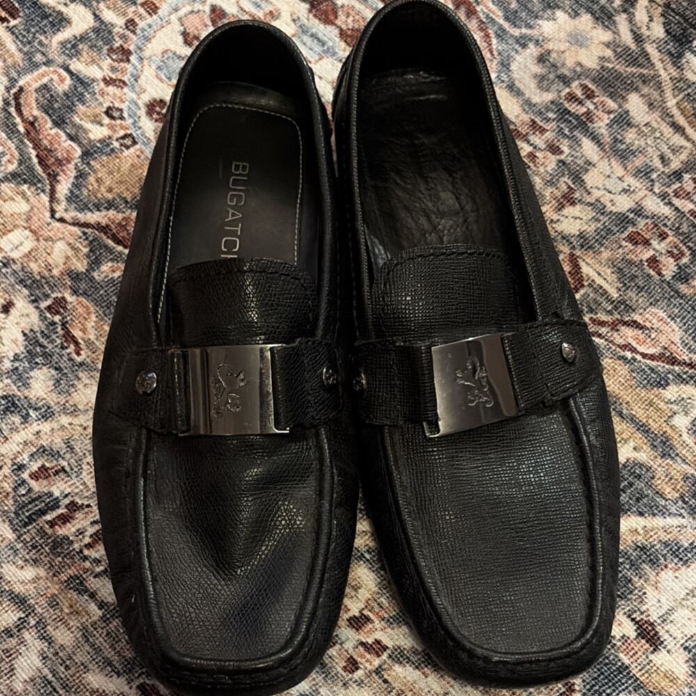 Bugatchi Men's Black Leather Loafer Slip On Comfort B100C01 Size 9